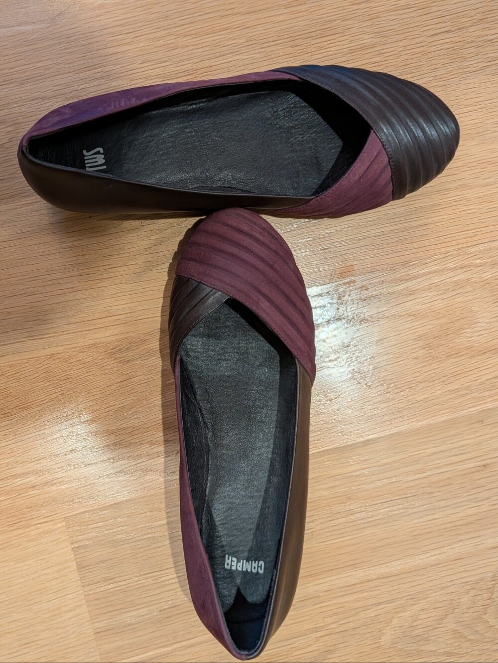 Camper, Quality Ballet Flats, Dark Red And Black, Size 38